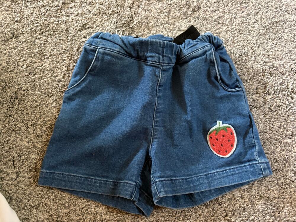Mini Rodini organic girls 12-18 month strawberry shorts